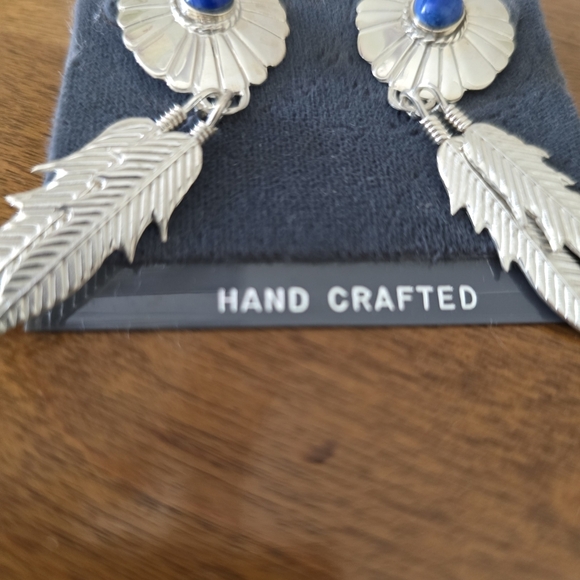 Sterling Silver Earrings with Blue Accent - Picture 2 of 3